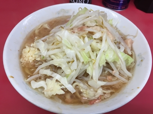 「ぶた２枚入り小ラーメン（ニンニク、アブラ）　650円」@ラーメン二郎 環七一之江店の写真