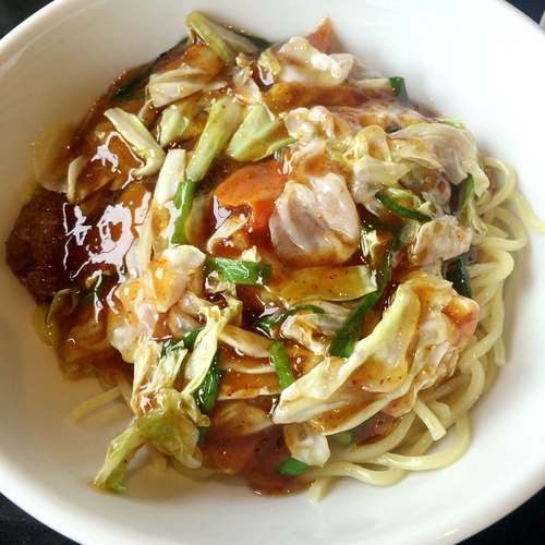 「スタミナ冷し　750円　ライス　100円」@麺屋〜橙〜 DAIDAIの写真