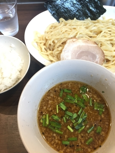 「みそつけめん、サービスライス」@らーめんダイニング ど・みそ 八丁堀店の写真