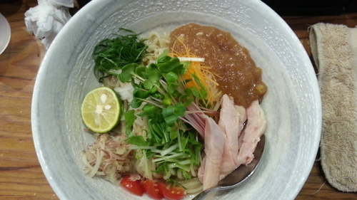 「冷やし塩油そば+〆ご飯」@らーめん専門 和海の写真