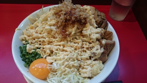 「まぜそば　豚1　にんにく　ガリマヨ」@用心棒の写真