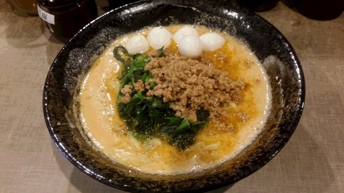「護摩龍担担麺（１辛）＋うずら玉子」@地獄の担担麺 護摩龍 五反田店の写真