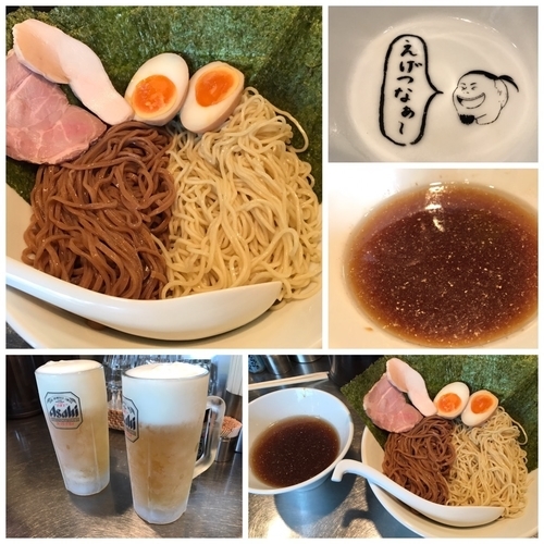 「Black&Whiteつけそば980円大＋ビール&おつまみ」@さんじの写真