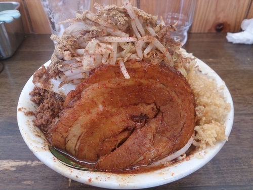 「雷そば(濃厚)＋辛味＋魚粉」@雷 北松戸本店の写真