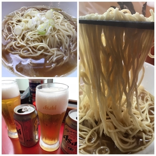 「比内鶏そば（小）600円＋ビール」@自家製麺 伊藤 浅草店の写真