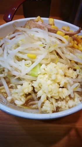 「プチ二郎(ヤサイ少なめニンニク)」@ラーメン二郎 八王子野猿街道店2の写真