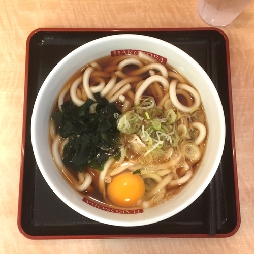 「かけそば・生卵」@名代 箱根そば 成城学園前店の写真