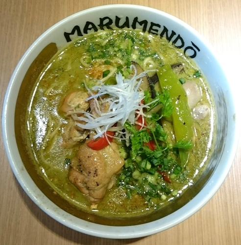 「グリーンカレーヌードル 【限定麺】」@○麺堂の写真