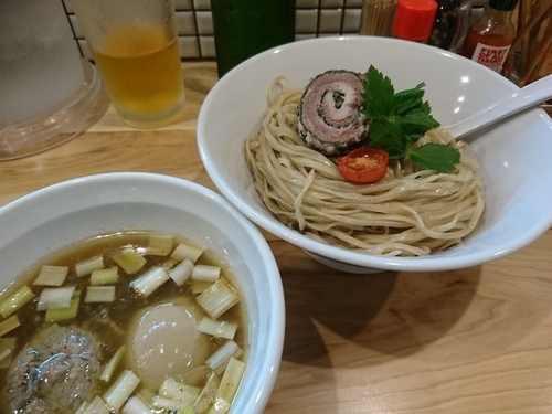 「【限定】秋刀魚つけそば800円＋味玉（ラーパス）＋ビール」@らーめん カッパハウスの写真