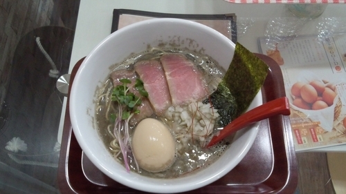 「煮干しらーめん【はじめての天夢】味玉、替え玉」@めんや天夢の写真