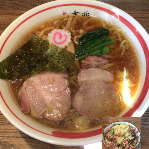 「中華そば＋そぼろご飯（670円＋100円）」@青竹平打ち中華そば 麺壱吉兆の写真