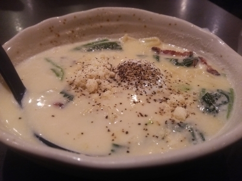 「らーめんカルボナーラ」@こだわりらーめんカフェ 壺水天 片町店の写真