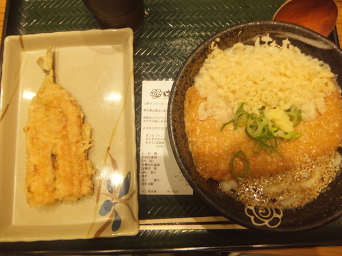 「きつね小300円＆さんま天140円(定期券で無料)」@はなまるうどん 上野センターモール店の写真