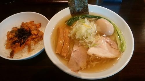 「アジ煮干し塩中華そば(大)今日の賄い飯」@志奈そば 田なか Secondの写真