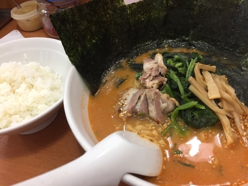 「雷ラーメン 1辛 756円 のり 108円」@麺ロード 大森店の写真