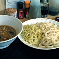 「ダブル肉みそつけ麺450円と それと豚キャベツ炒め定食（ご飯」@食事処 禅の写真