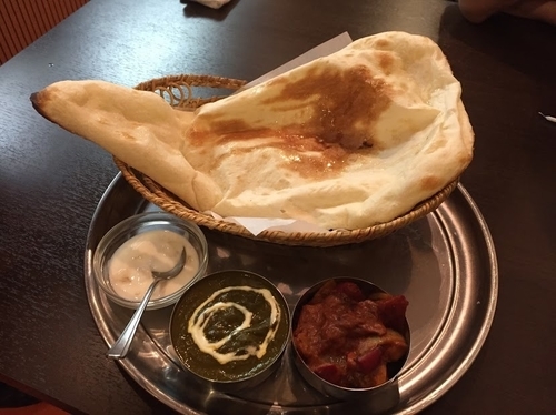 「Ｂセット チキンドォピアザ、マトンサグ」@ナンカレー 高田馬場店の写真