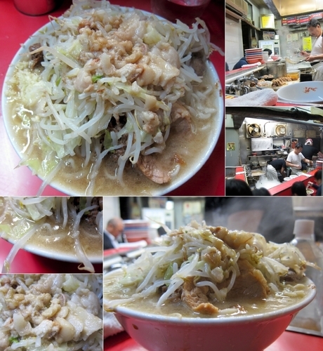 「Jr.の夜ぶたダブル大ラーメン 850円（野菜マシマシ・蒜～」@ラーメン二郎 三田本店の写真