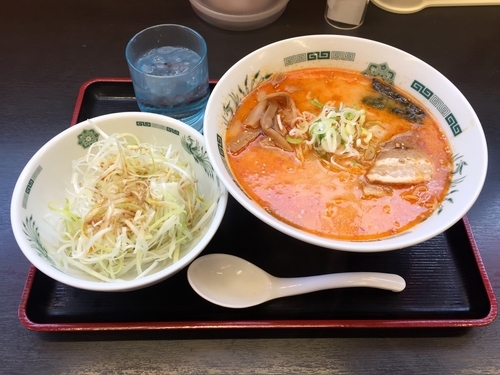 「ピリ辛とんこつネギラーメン大盛」@日高屋 恵比寿南店の写真