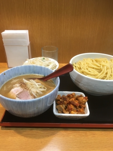 「味噌つけ麺大盛＋ピリ辛ほぐし豚」@味噌麺処 花道庵の写真