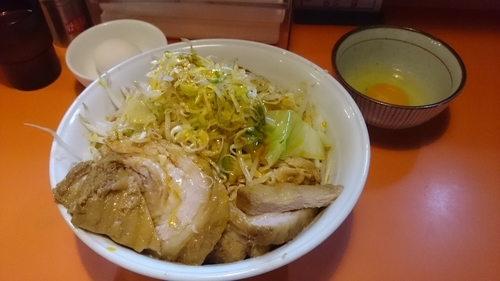 「油そば、醤油、麺大盛券、節券、豚券、生卵、ヤサイ、ニンニク、」@ちばからの写真