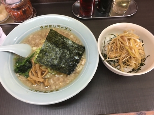 「ラーメン（590¥）ねぎ丼（250¥）」@ラーメンショップ椿 ひたちなか店の写真