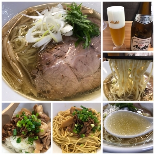 「鶏塩700円+豚しぐれ丼300円+追い玉200円ビール」@麺蔵 あつおの写真