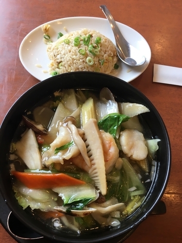 「海鮮あんかけ麺1,280円+半チャーハン280」@中華レストランChina Fan 草加店の写真