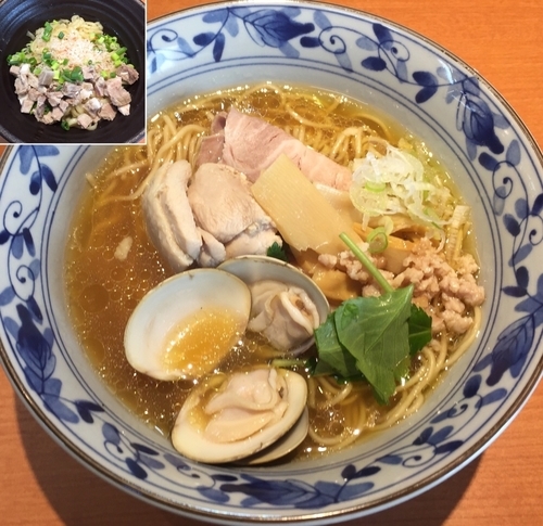 「鶏とハマグリの醤油そば850円+カニ和え玉250円」@㐂九八 ～garage～の写真