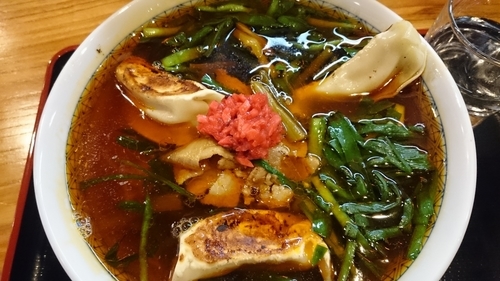 「満州ニラぎょうざらーめん」@満州ニラら～めんの店 さかえや 水道橋店の写真