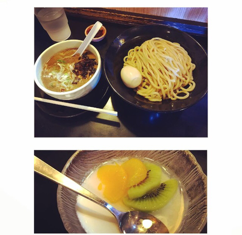 「つけめん2号+トッピング味玉、揚げねぎ、辛薬味」@麺堂 稲葉の写真