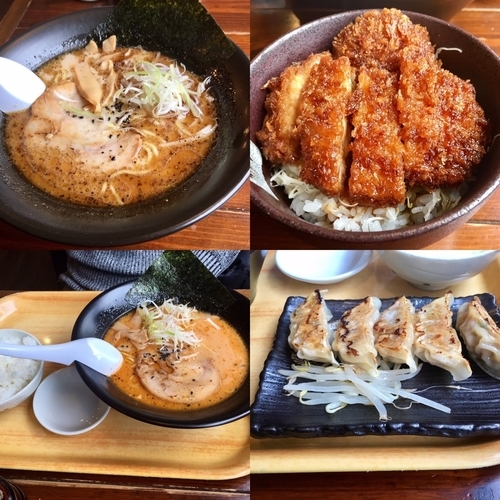 「ランチセット 黒旨ラーメン(カタメ)+信州駒ヶ根ソースカツ丼(」@麺屋はやたろう 立川店の写真