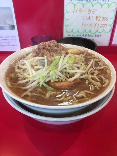「ラーメン小 麺増し 極上生卵2つ ニンニクアブラちょい増し」@麺屋 桐龍の写真