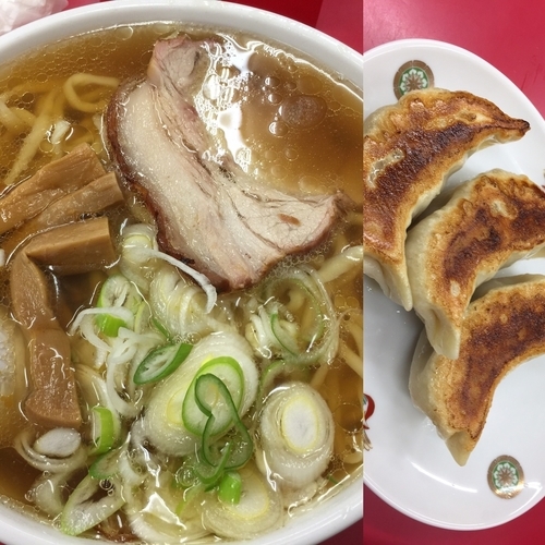 「ラーメンと餃子3個　¥1,070」@一品香 小山の写真