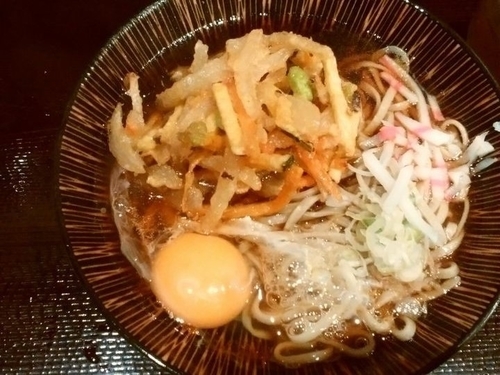 「天玉そば（太麺）」@蕎麦冷麦  嵯峨谷 渋谷店の写真