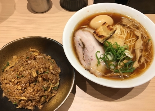 「中華そば/焼飯(小)セット＆ 味玉 (VIP cardで）」@鯛塩そば灯花 本店の写真