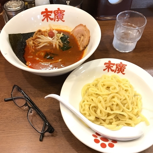 「半正油辛子つけ麺（ランチタイムサービスセット）」@本格らぁめん 末廣 練馬店の写真