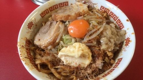 「辛まぜそば 辛さ3倍 ニンニク以外」@らーめん 武丸の写真