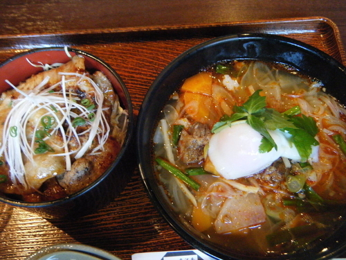 「カルビ温麺・特製豚丼ｾｯﾄ1000円(麺パス価格)」@上杉の写真