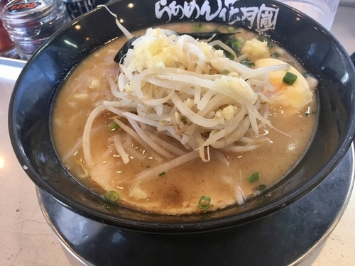 「豚そば銀次郎 ¥720+無料トッピング もやし」@らあめん花月嵐 西原町店の写真