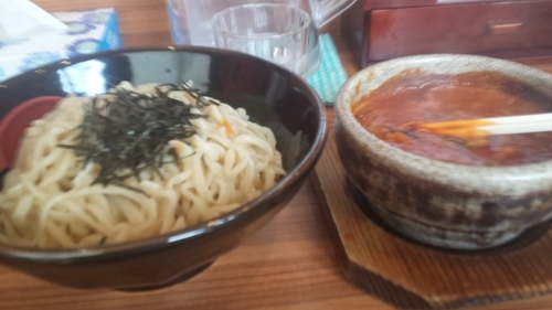 「旨辛肉つけ麺 大辛790円＋ライス100円」@麺屋 多伊夢の写真