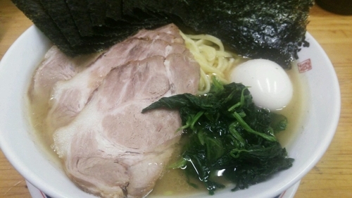 「全部のせラーメン(油多め)+中盛+ミニライス」@横浜家系ラーメン 武蔵境つばさ家の写真