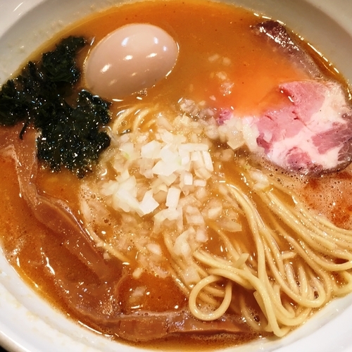 「【限定】びんびん海老SOBA＋味玉」@七福軒の写真