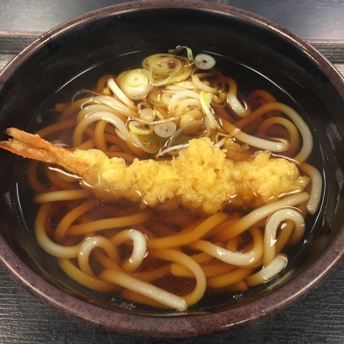 「かけ（￥320）＋海老天（クーポン）」@ゆで太郎 平和島店の写真