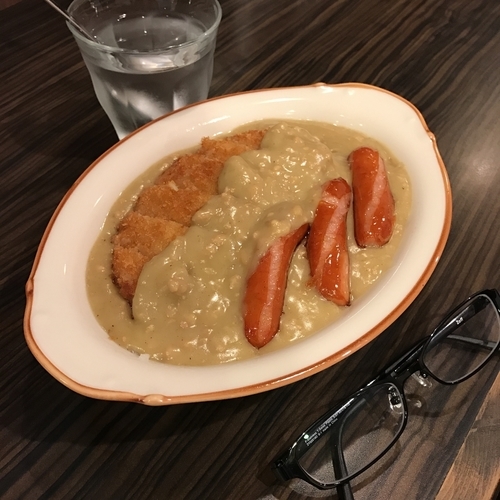 「カツ白カレー+ウィンナー」@白カレーの店 1/f ゆらぎの写真