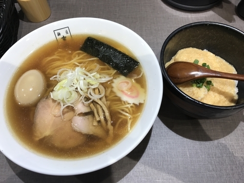 「あごだし醤油(煮卵)842円 味噌ダシとろろ飯 226円」@麺匠 玄龍の写真