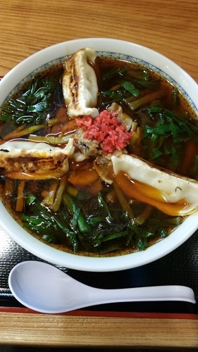 「満州ニラ餃子らーめん」@満州ニラら～めんの店 さかえや 水道橋店の写真