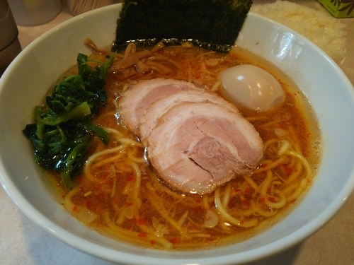 「ちょい辛らーめん＋味玉」@らーめん将貴の写真