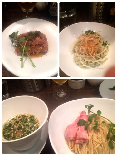 「醤油つけ麺、水餃子、炙りチャーシュー」@創作麺工房 鳴龍の写真