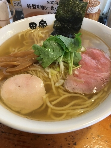 「煮干醤油太麺 塩」@中華そば 田家 本店の写真